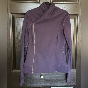Lululemon Bhakti Jacket Wrap Front Asymmetrical Zip Black Grape Size 12
